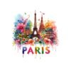 Paris PNG Sublimation Design | Colorful Floral Paris PNG | Eiffel Tower Travel PNG | France Digital Download | T-Shirt Design | DTF Transfer | Transparent PNG